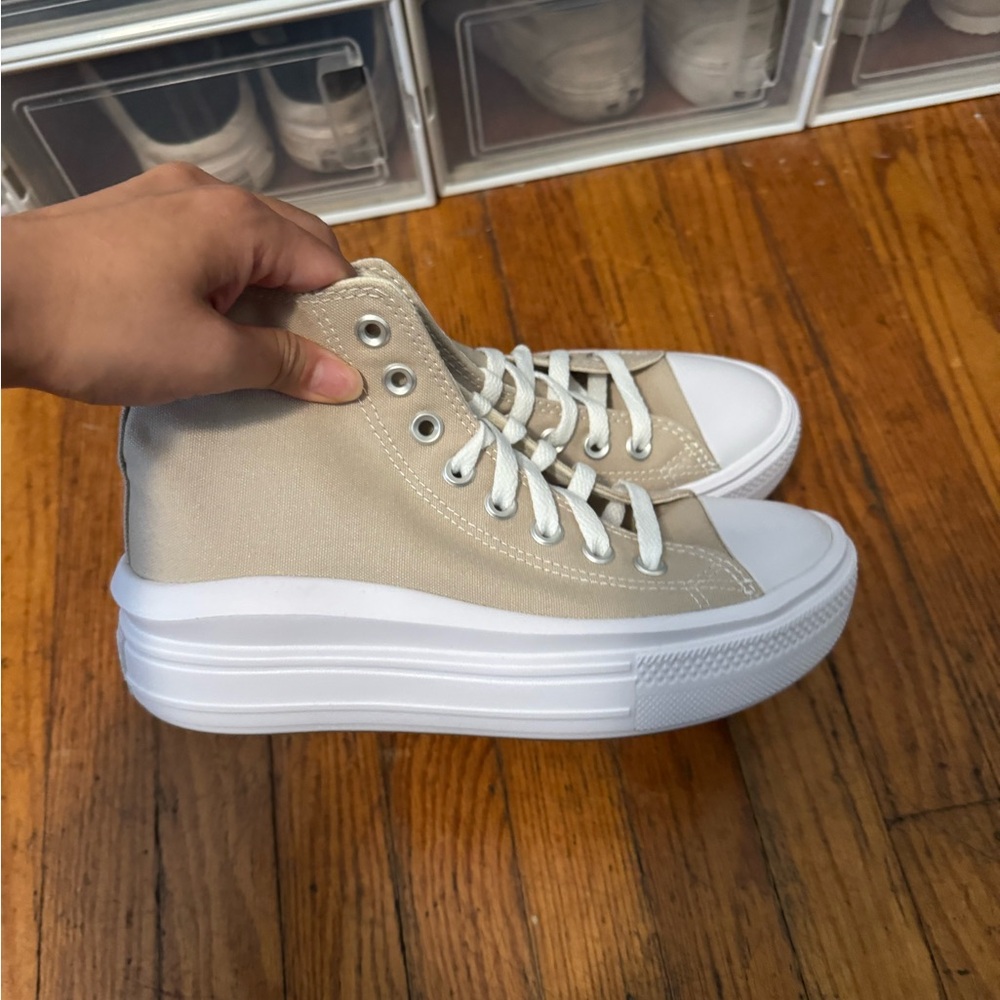 Converse Move Platform High Top Sneakers Beige and White